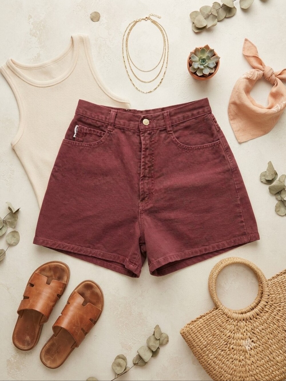Vintage 90s Y2K BONGO Red High Waist Jean Shorts